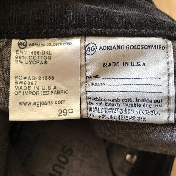 Anthropologie | AG Stevie Petite Slim Straight Dark Gray Cords 29P - Picture 10 of 11